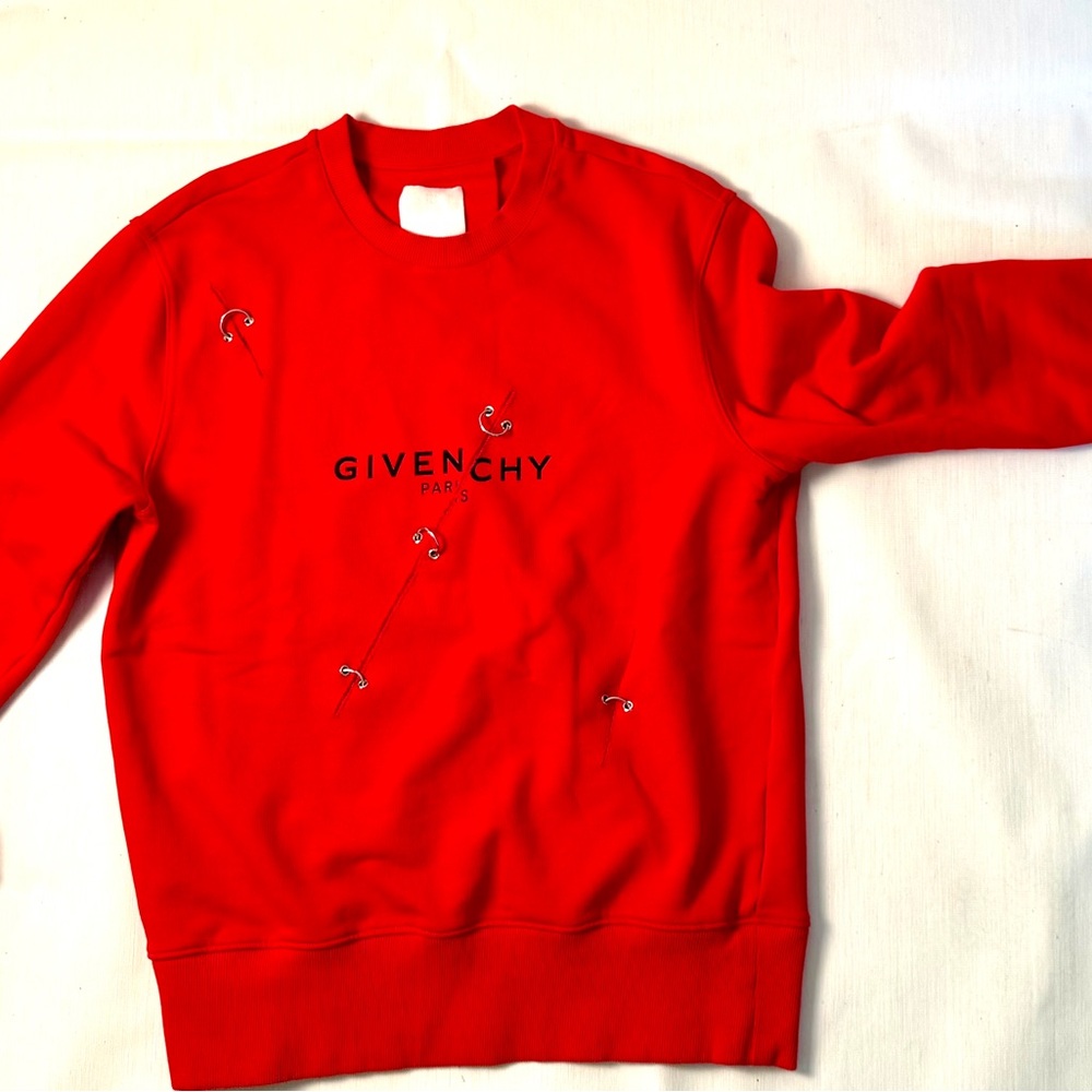 Givenchy red sweatshirt with silver metal details